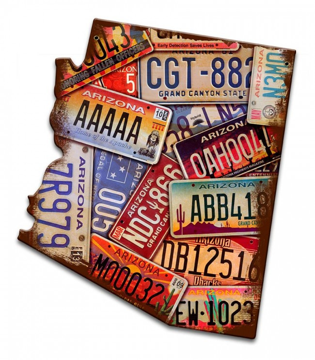 Arizona License Plates Metal Sign 11 x 12 Inches