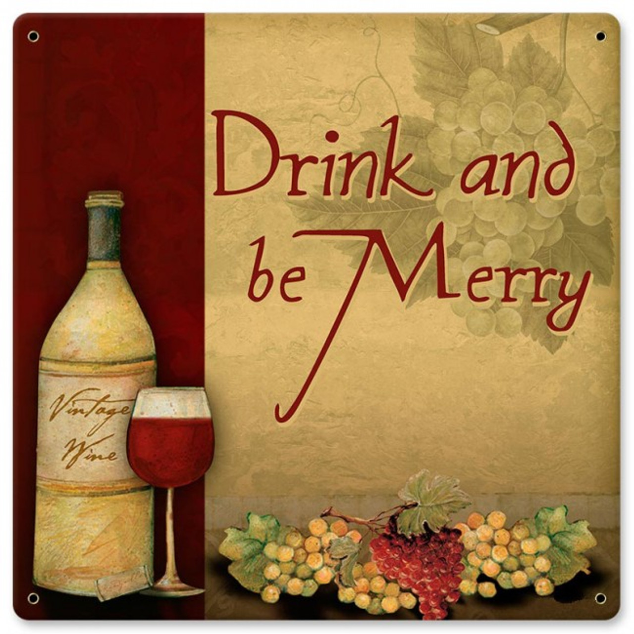 Drink and Be Merry Sign 12 x 12 Inches