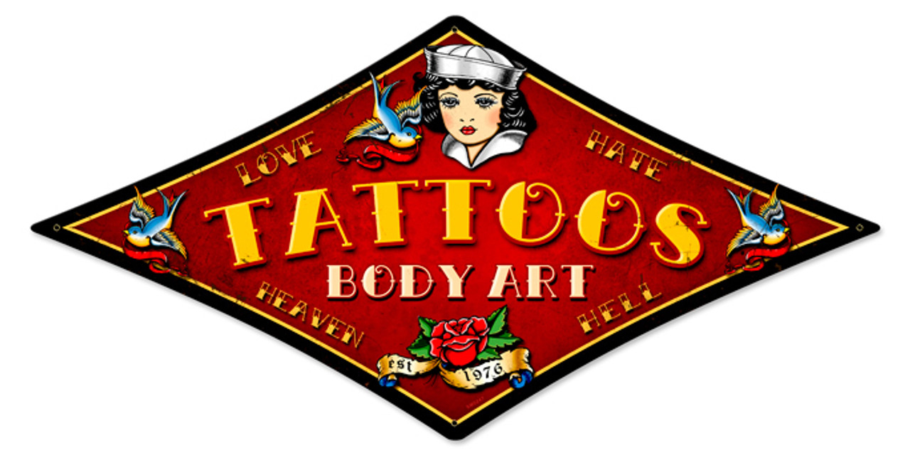 Sailor Tattoos Metal Sign 22 x 14 Inches