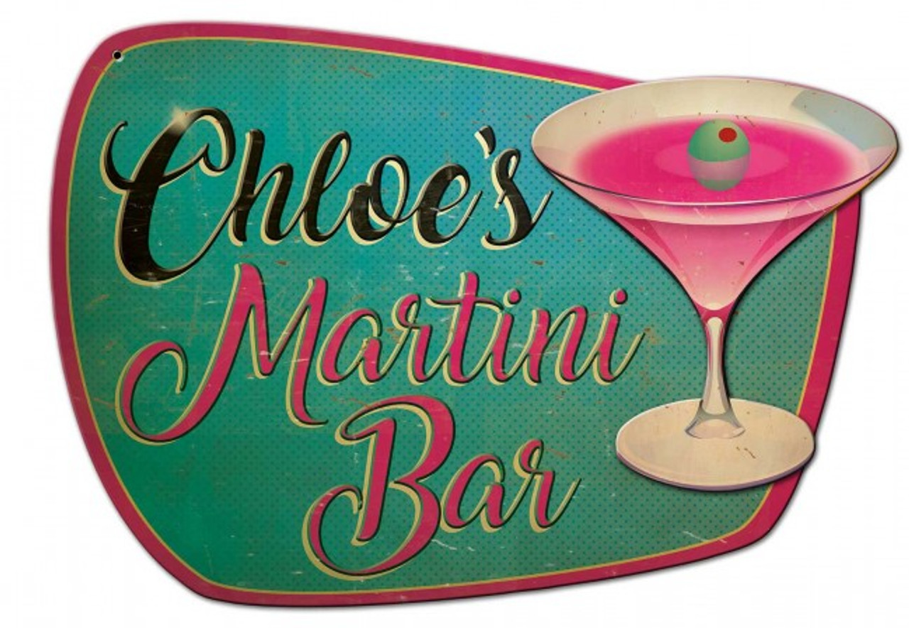 Martini Bar 3-D Metal Sign - Personalized  28 x 20 Inches