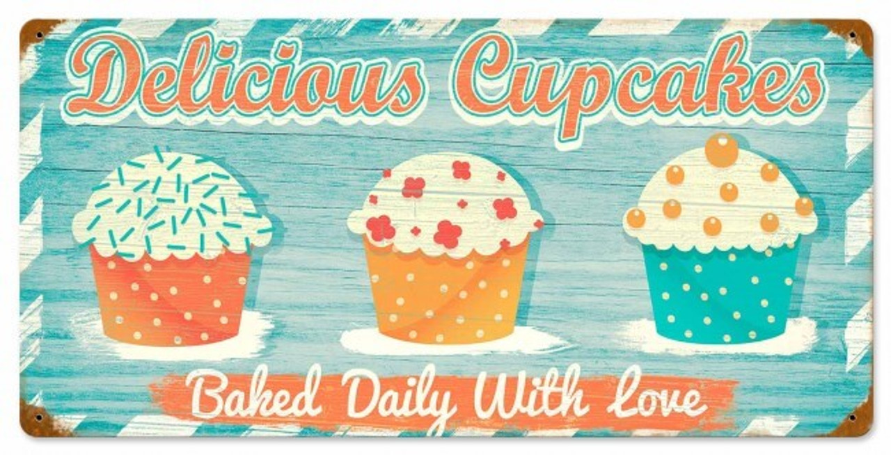 Delicious Cupcakes Metal Sign 24 x 12 Inches