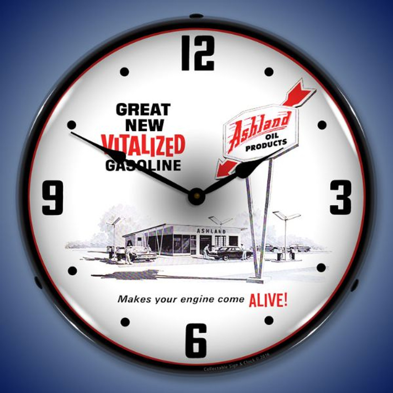 Ashland Oil LED Lighted Wall Clock 14 x 14 Inches