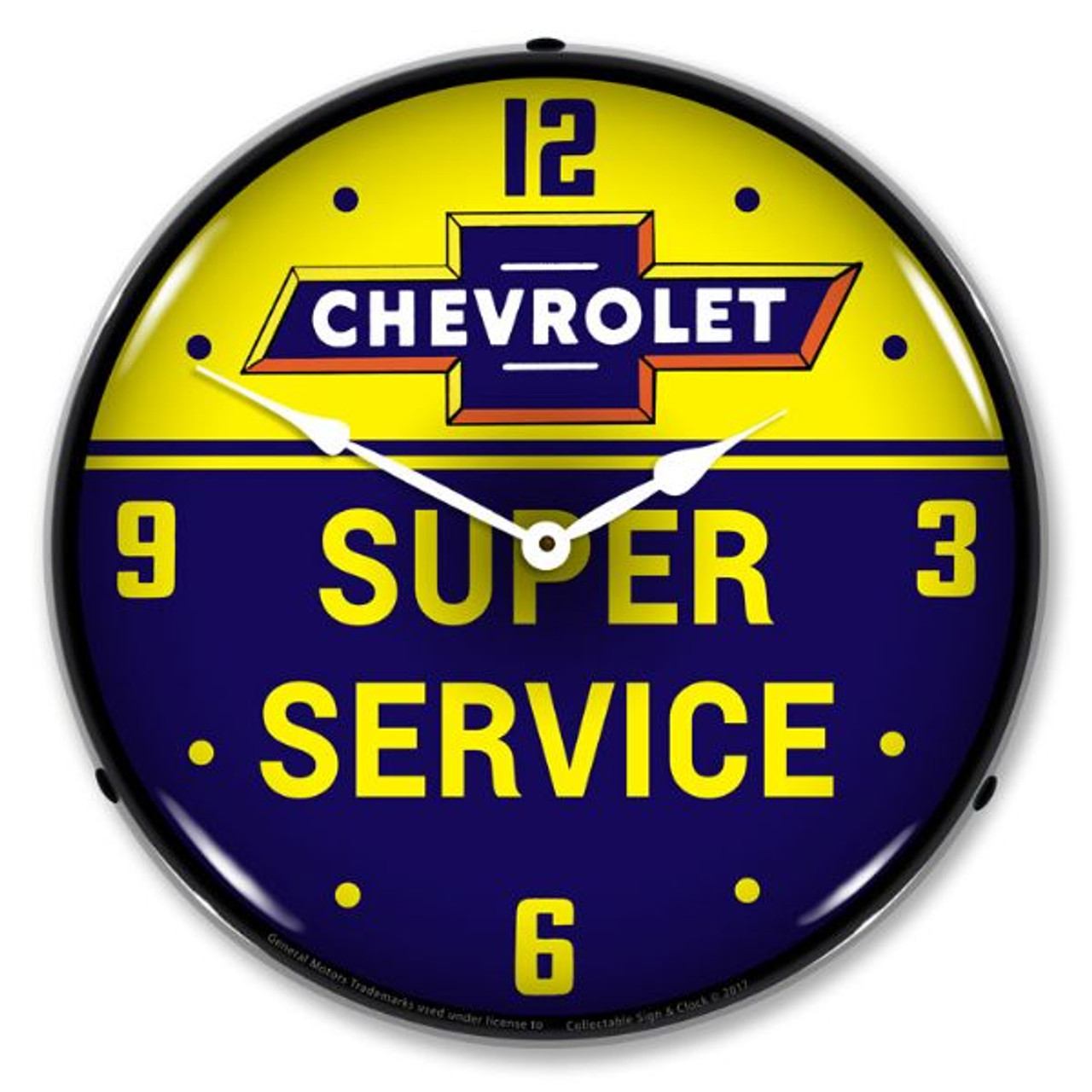 Chevrolet Bowtie Super Service LED Lighted Wall Clock 14 x 14 Inches