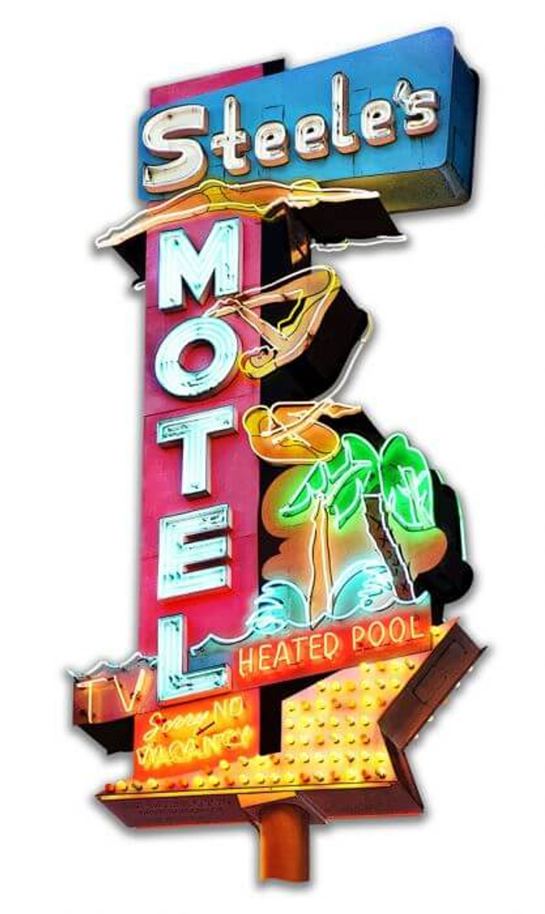 Steel's Motel Cut-Out Metal Sign 14 x 28 Inches