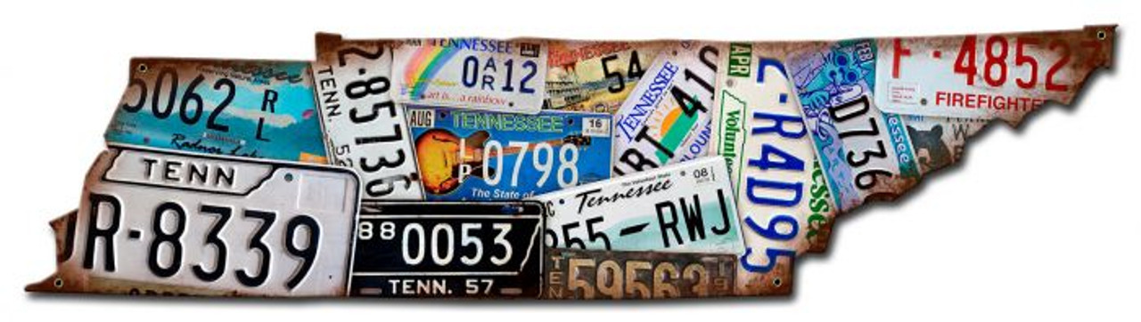 Tennessee Map License Plates Metal Sign 10 x 16 Inches