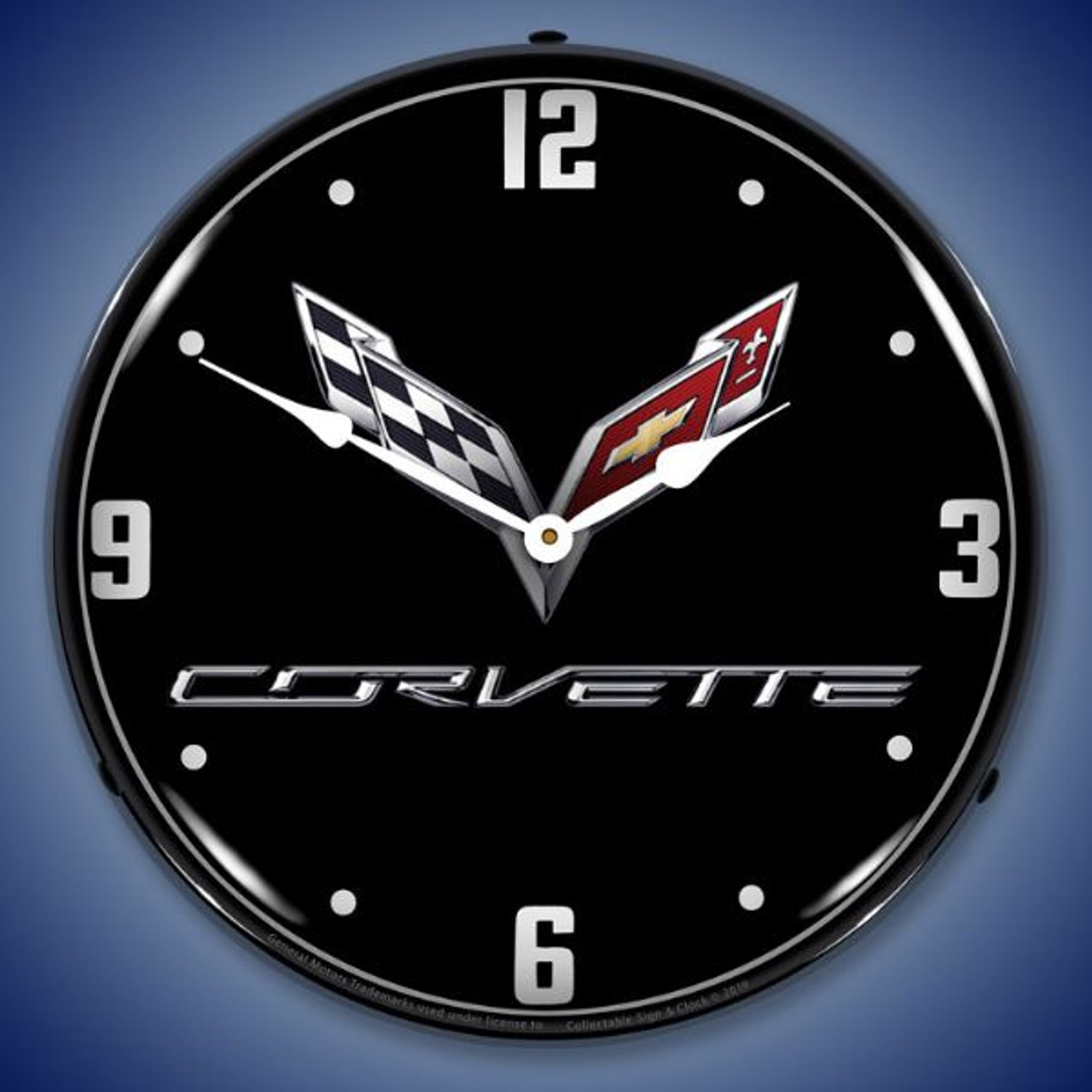 C7 Corvette Black Tie LED Lighted Wall Clock 14 x 14 Inches