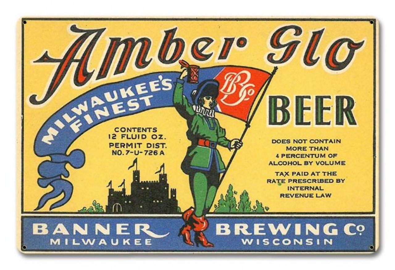 Amber Glo beer Metal Sign 18 x 12 Inches