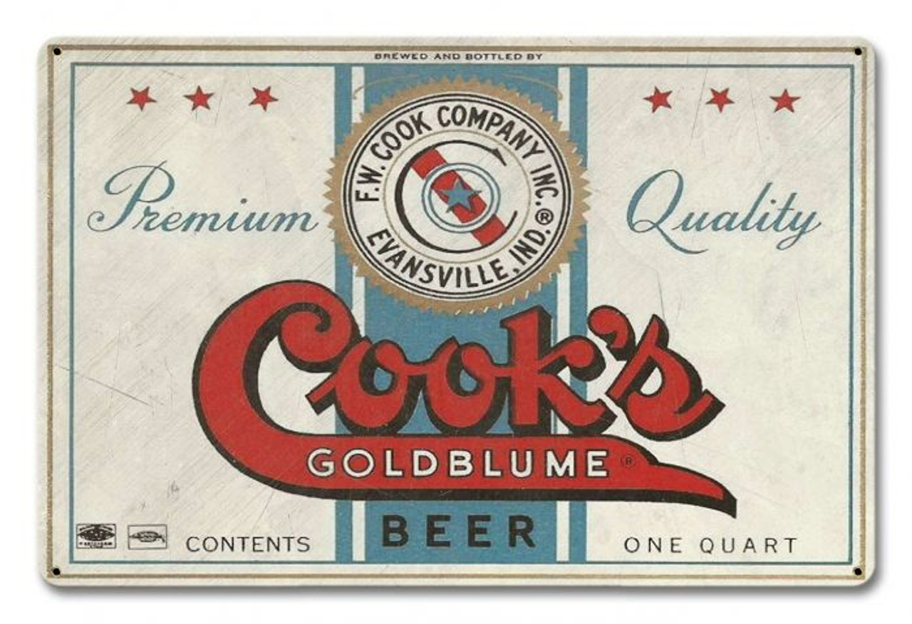 Cook's Goldblume Beer Metal Sign 18 x 12 Inches