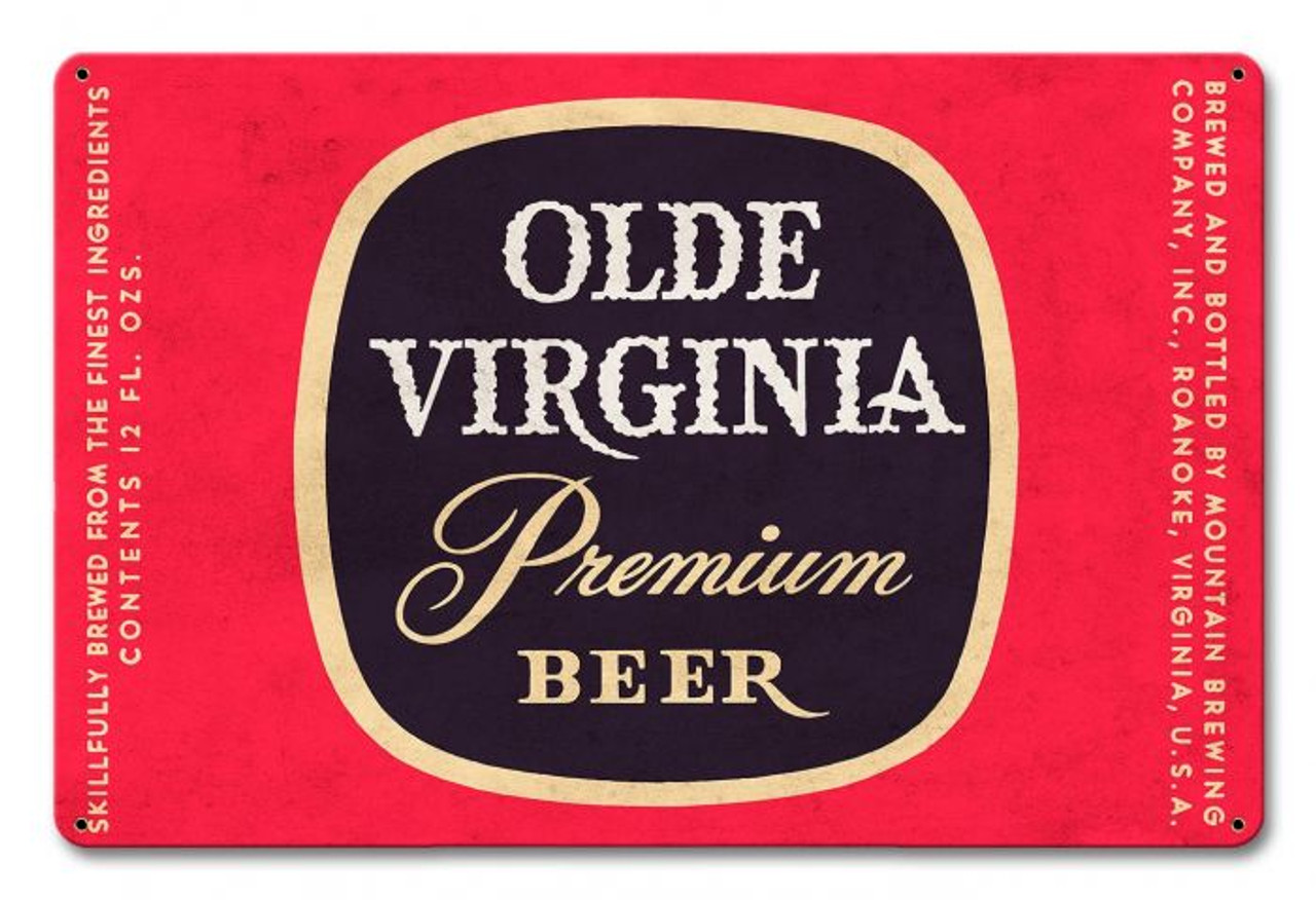 Olde Virginia Beer Metal Sign 18 x 12 Inches