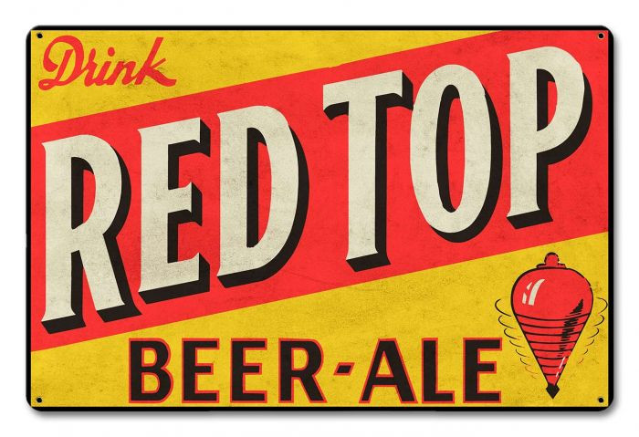 Red Top Beer Ale Metal Sign 18 x 12 Inches