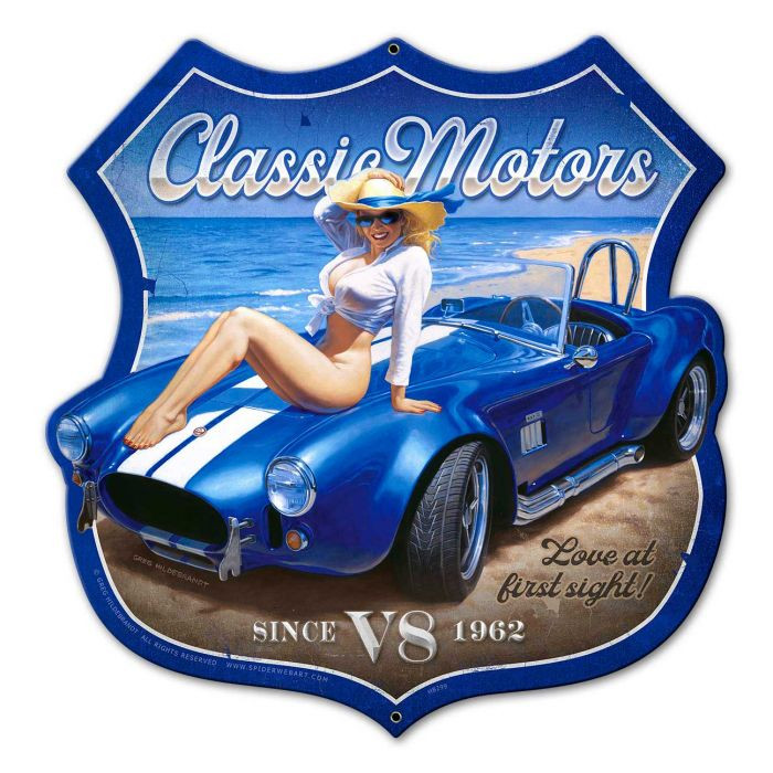 Classic Motors Shield Metal Sign 16 x 16 Inches