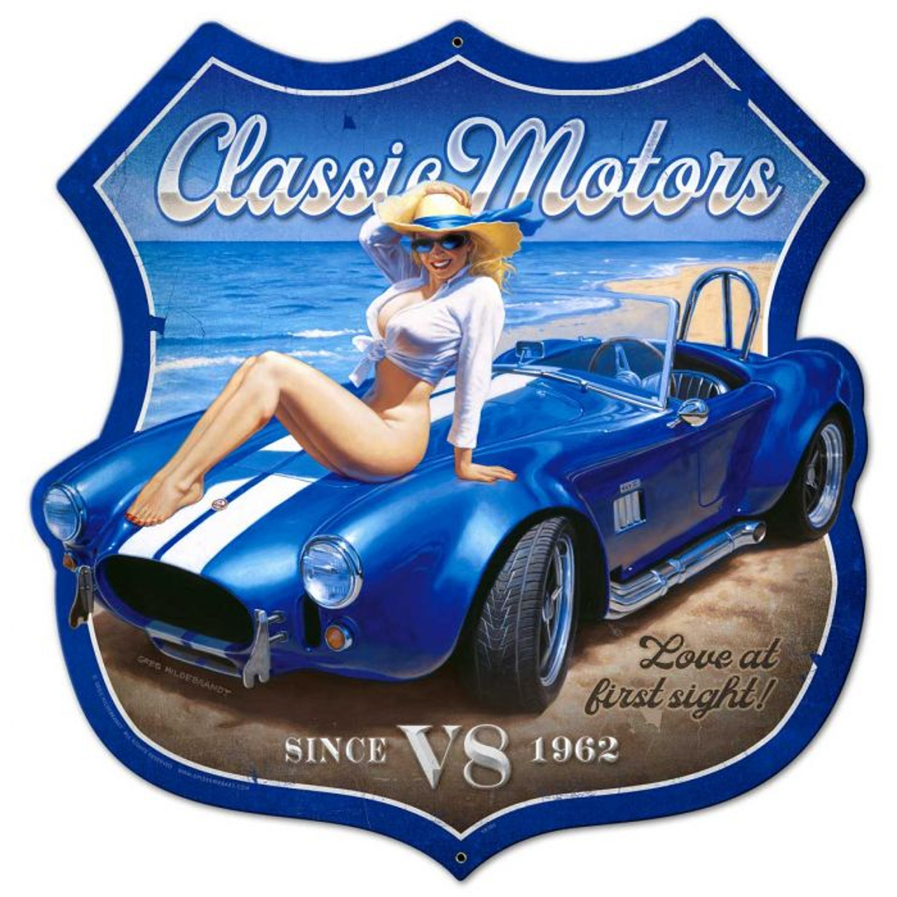 Classic Motors Shield Metal Sign 26 x 27 Inches