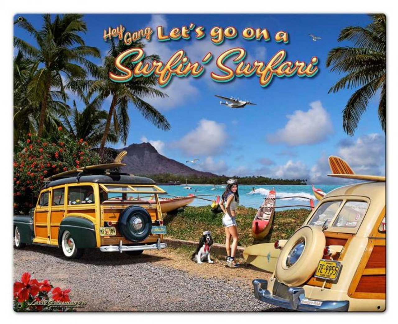 Let's Go On a Surfin' Safari Metal Sign 30 x 24 Inches