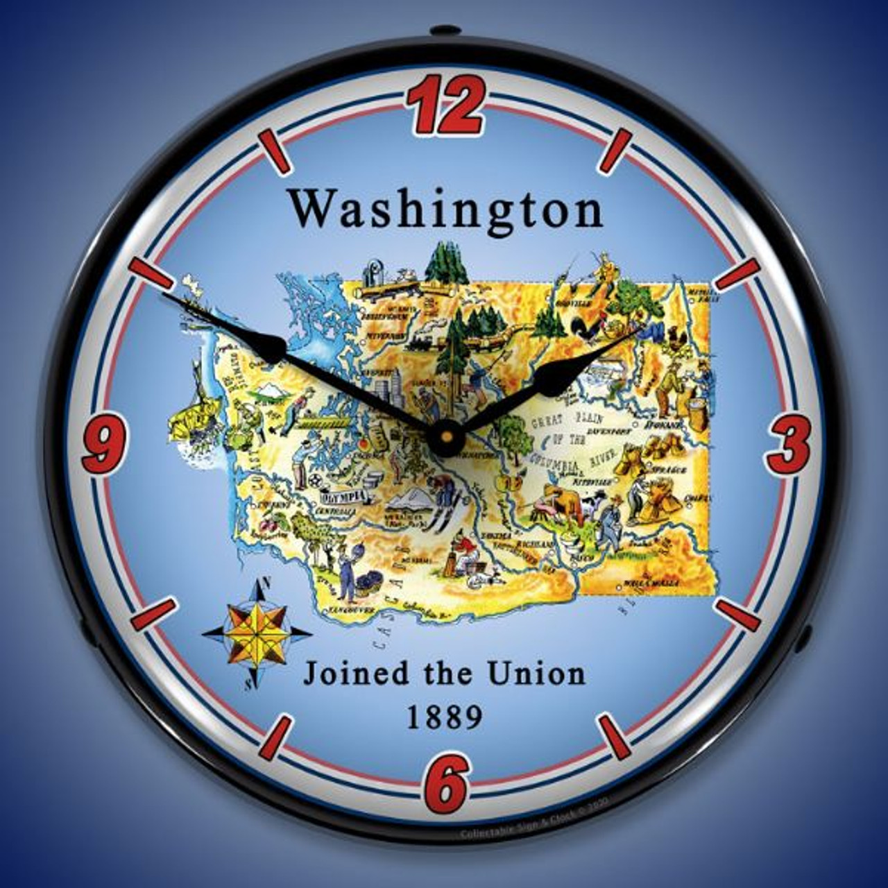 State of Virginia LED Lighted Wall Clock 14 x 14 Inches