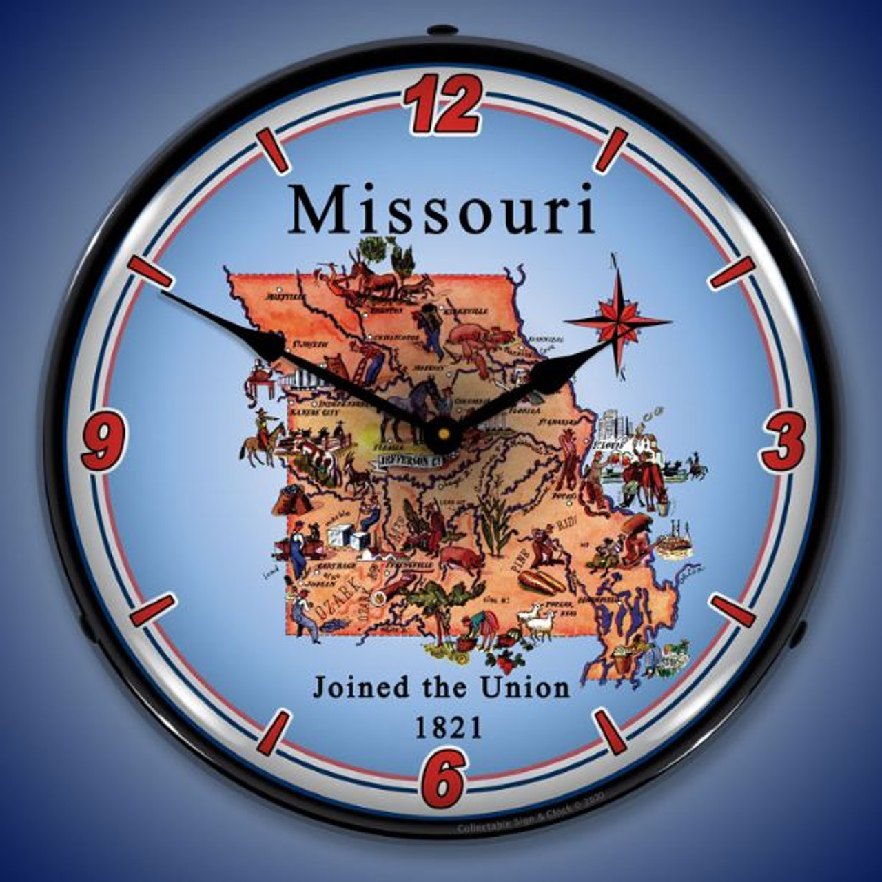 State of Missouri LED Lighted Wall Clock 14 x 14 Inches