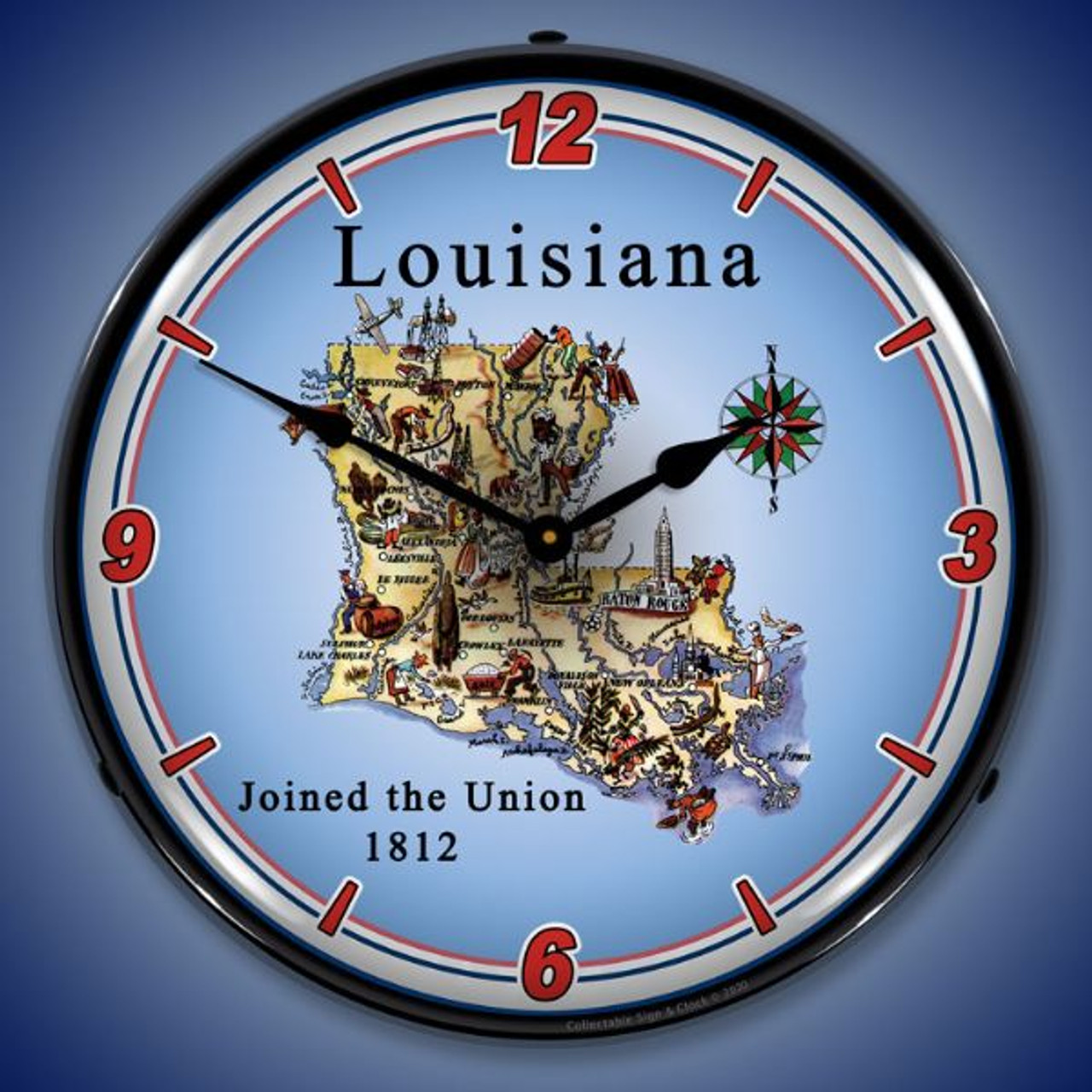 State of Louisiana LED Lighted Wall Clock 14 x 14 Inches