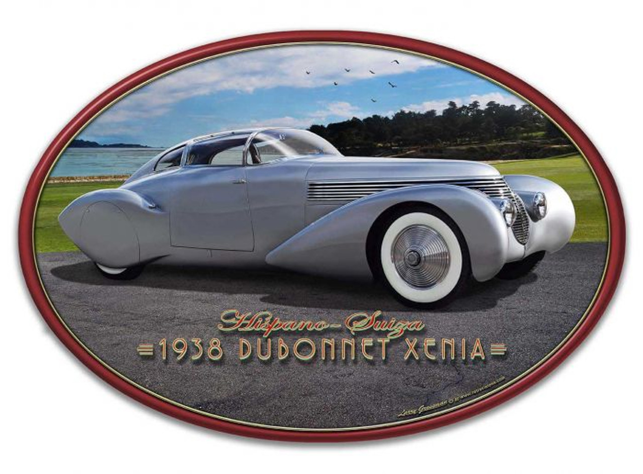 1938 Dubonnet Xenia Frame Oval Metal Sign 24 x 16 Inches