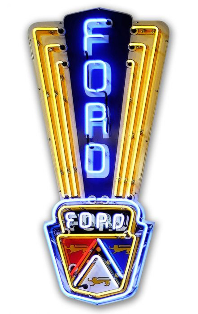 Ford 'Neon Style' Metal Sign 11 x 23 Inches