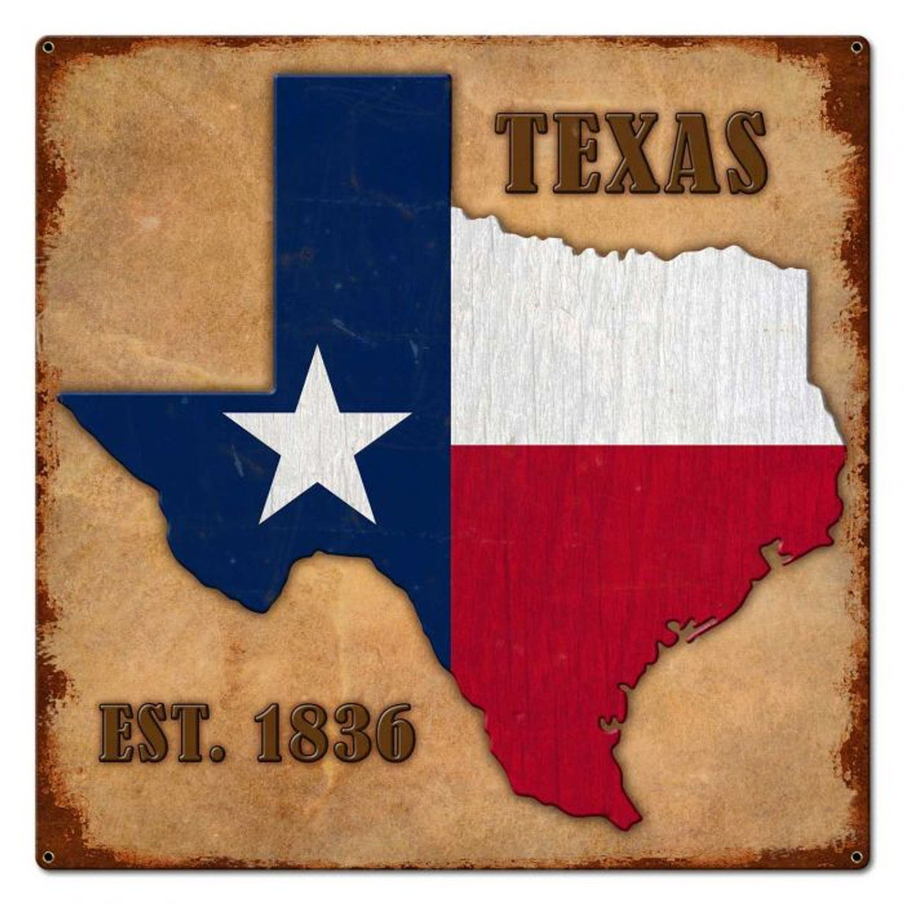 Texas Est. 1836 Metal Sign 24 x 24 Inches