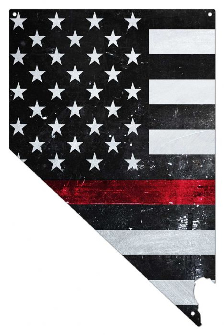 Nevada Thin Red Line American Flag Metal Sign 14 x 22 Inches