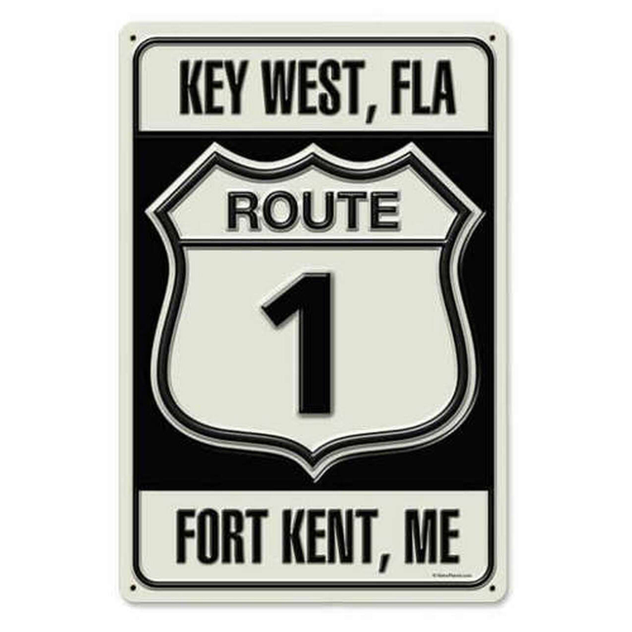 Retro Route 1 Metal Sign  18 x 12 Inches