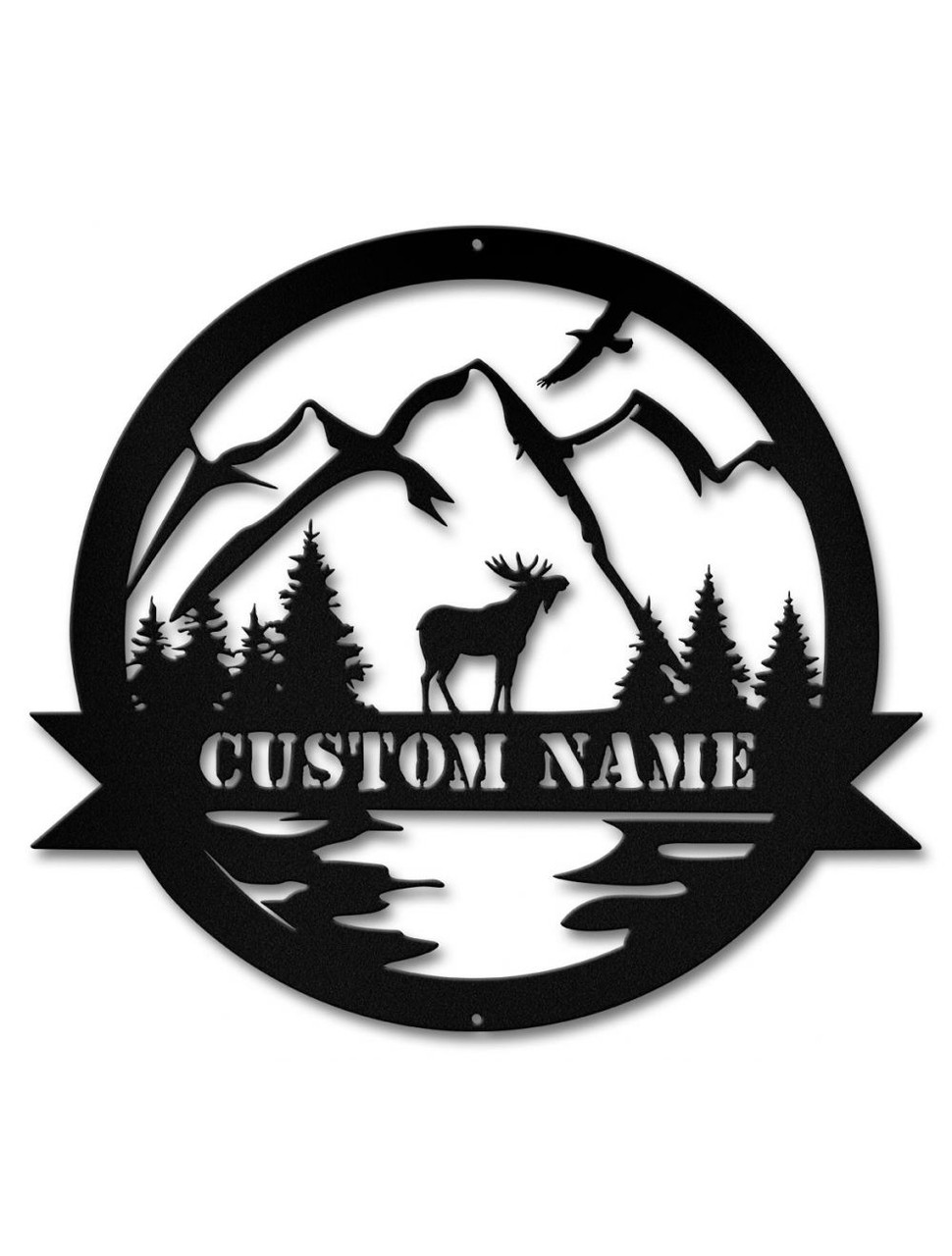 Alpine Moose Cutout Metal Sign - Personalized 15 x 14 Inches