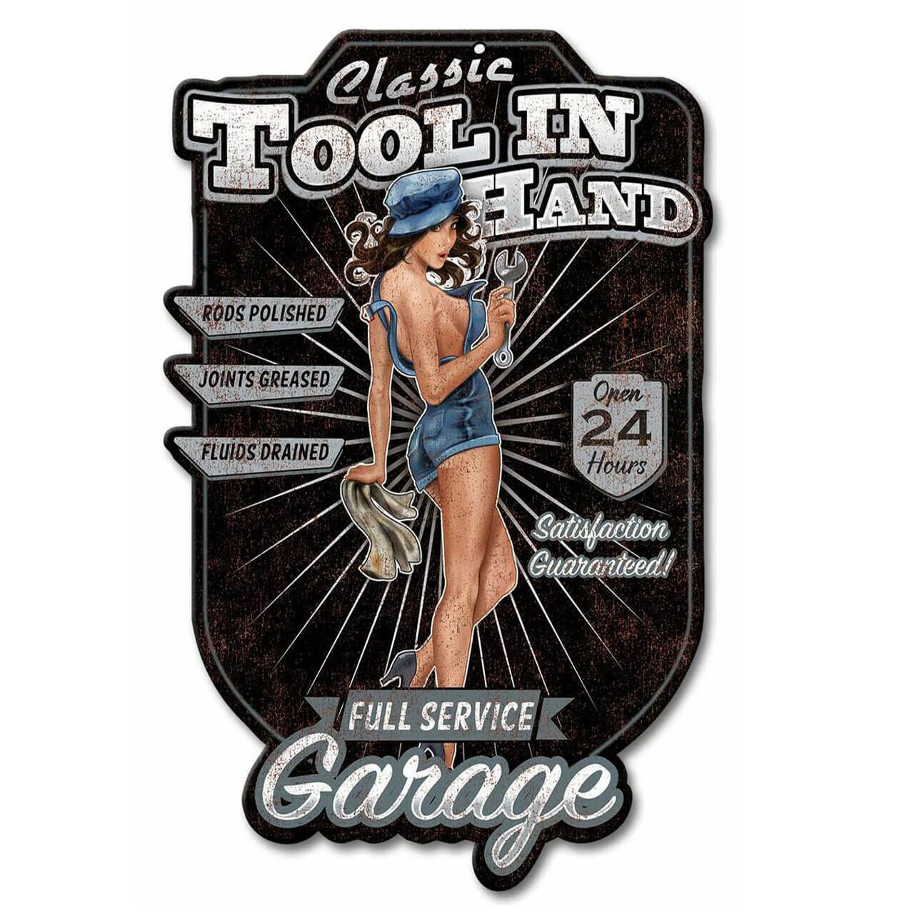 Tool in Hand Metal Sign 12 x 18 Inches