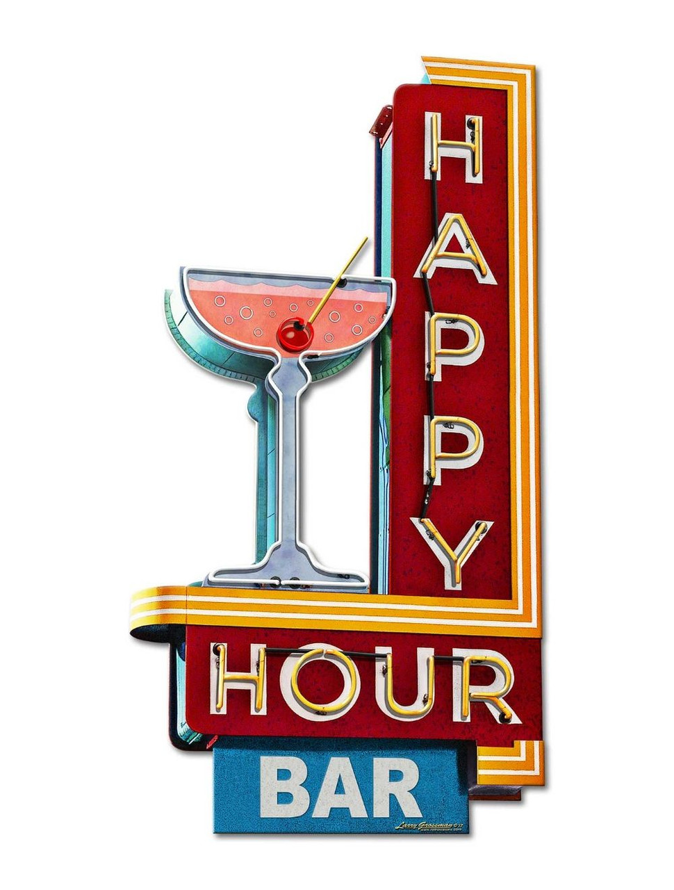 Happy Hour Bar Metal Sign 15 x 28 Inches