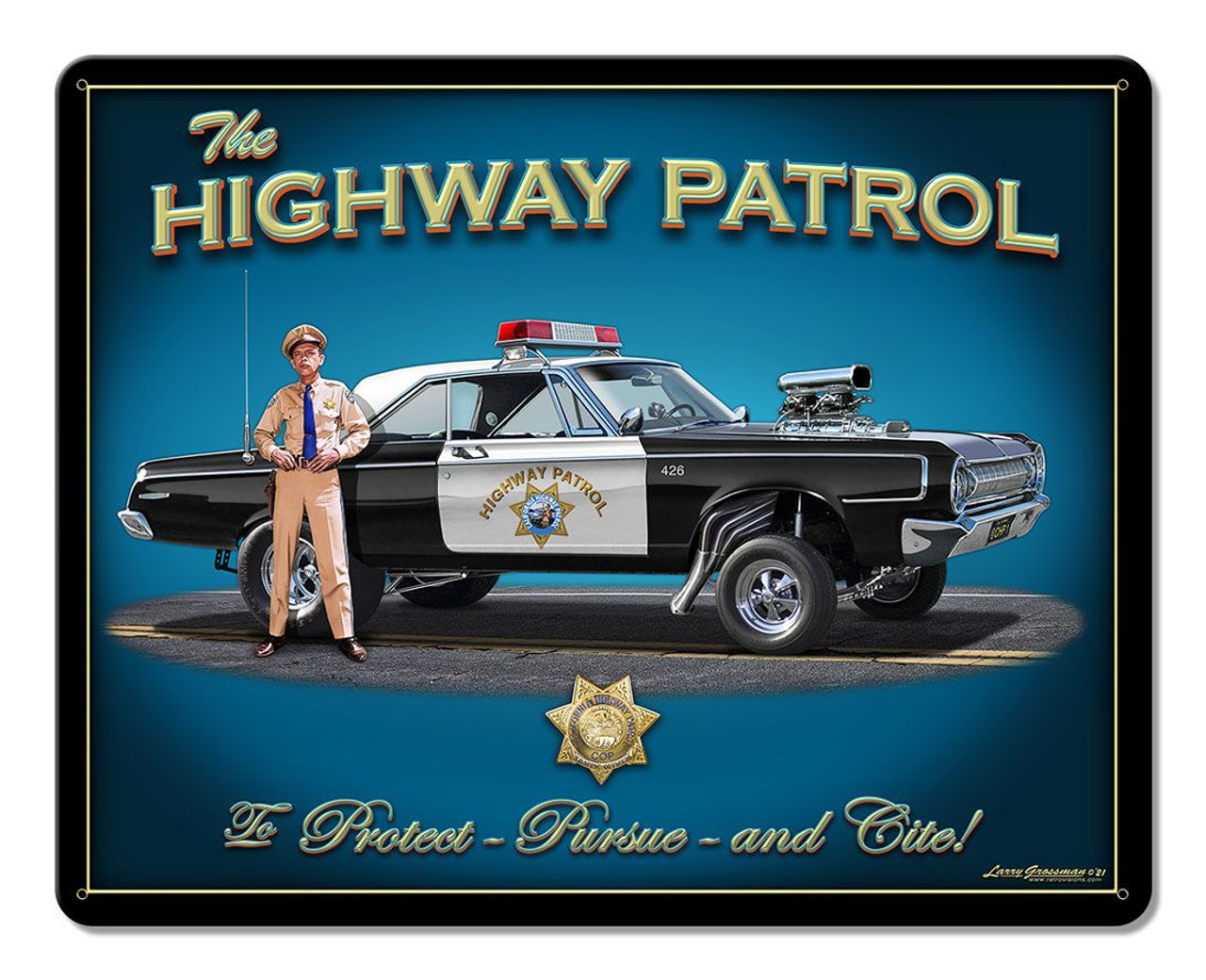 Highway Patrol Blue Metal Sign 15 x 12 Inches