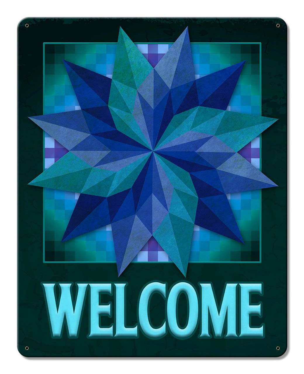 Around The World Starburst Welcome Metal Sign 12 x 15 Inches