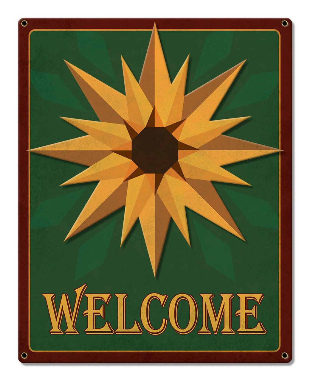 Sunflower Welcome Metal Sign 12 x 15 Inches