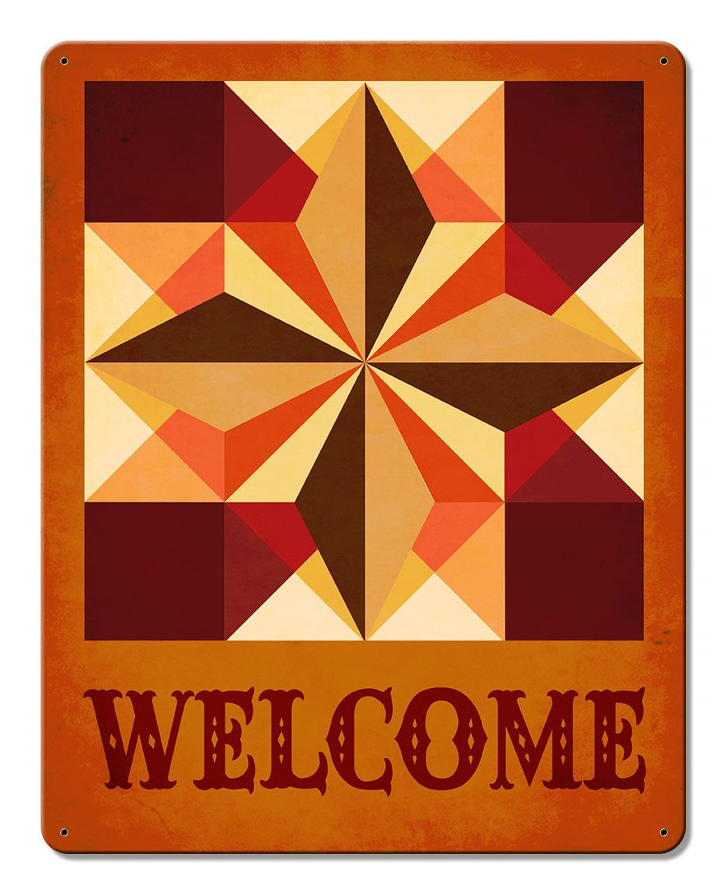 Six Square Welcome Metal Sign 12 x 15 Inches