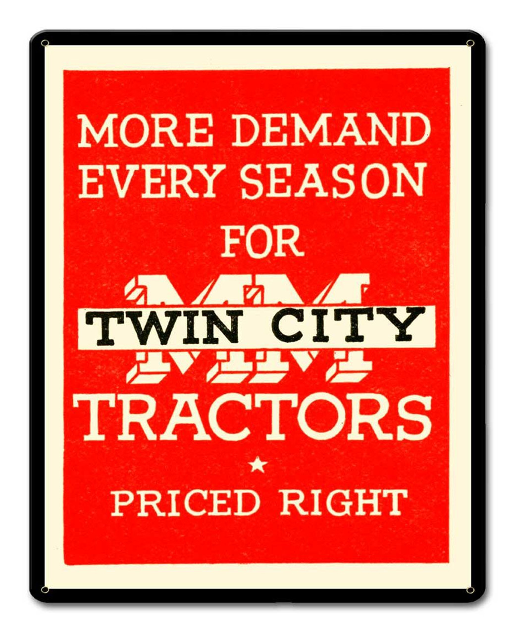 Twin City Tractors Metal Sign 12 x 15 Inches