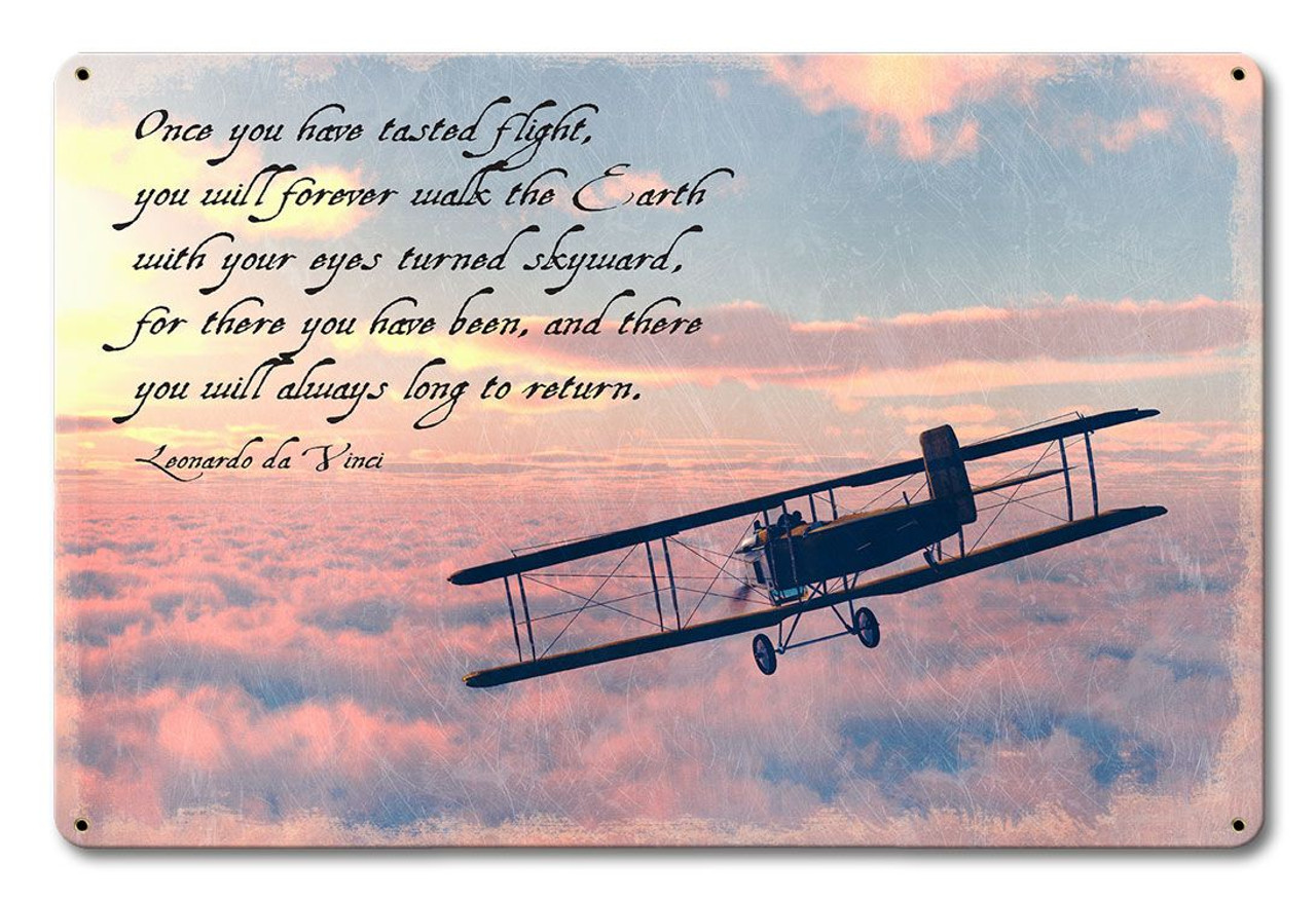 Da Vinci Flight Quote  Metal Sign 18 x 12 Inches