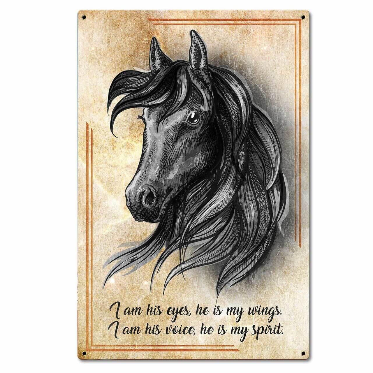Horse Wing Spirit Metal Sign 16 x 24 Inches