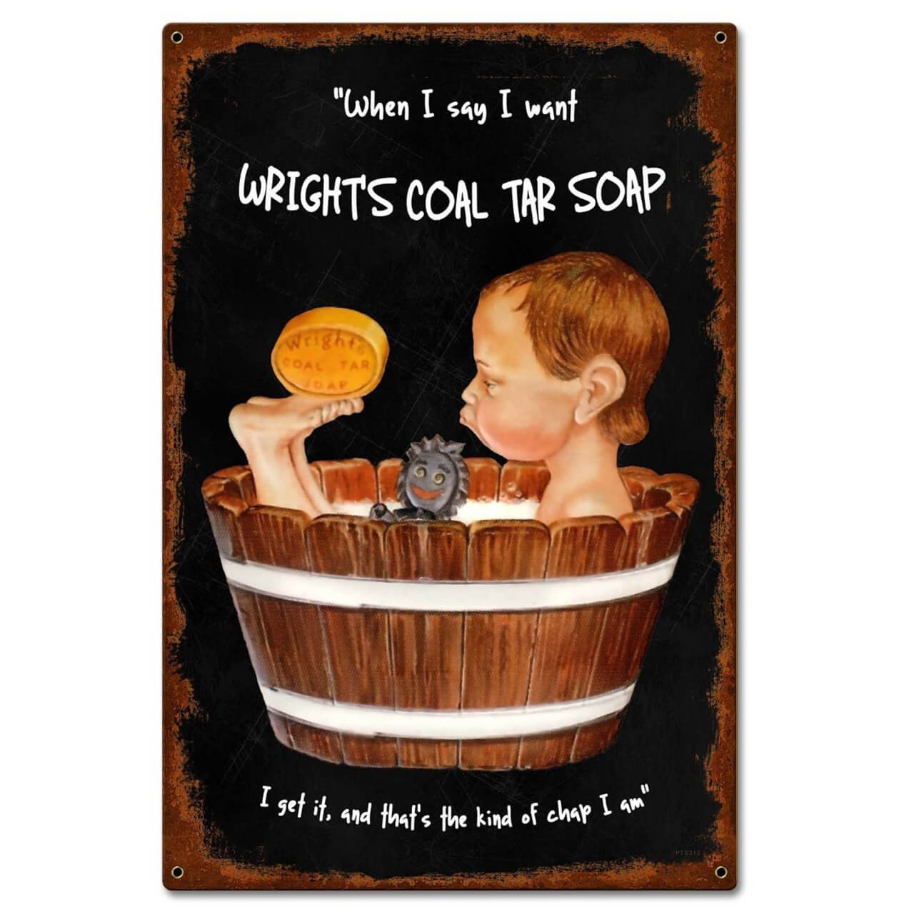 Wrights Coal Tar Soap Metal Sign 16 x 24 Inches