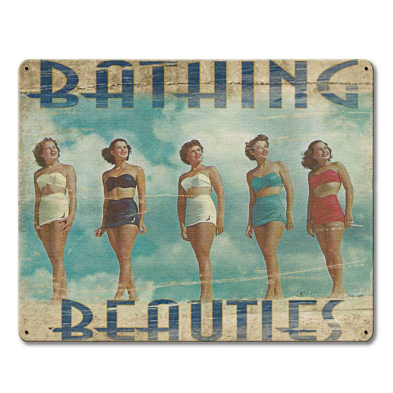 Bathing Beauties Metal Sign 15 x 12 Inches