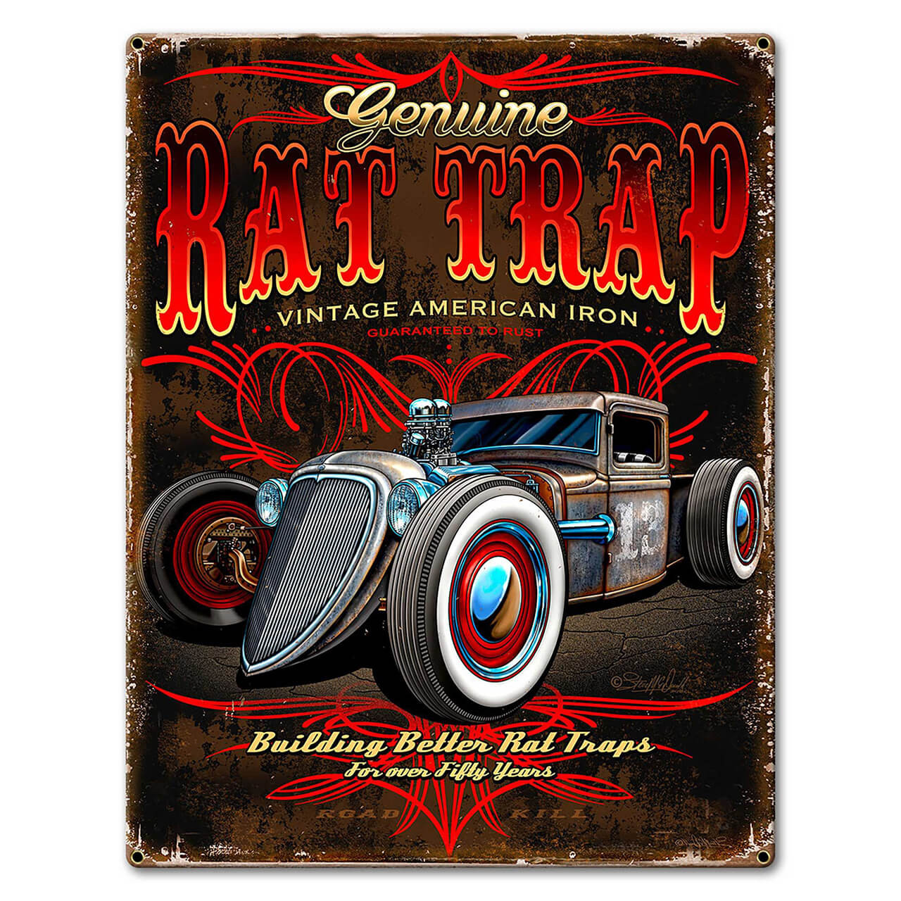 Rat Trap Metal Sign 12 x 16 Inches
