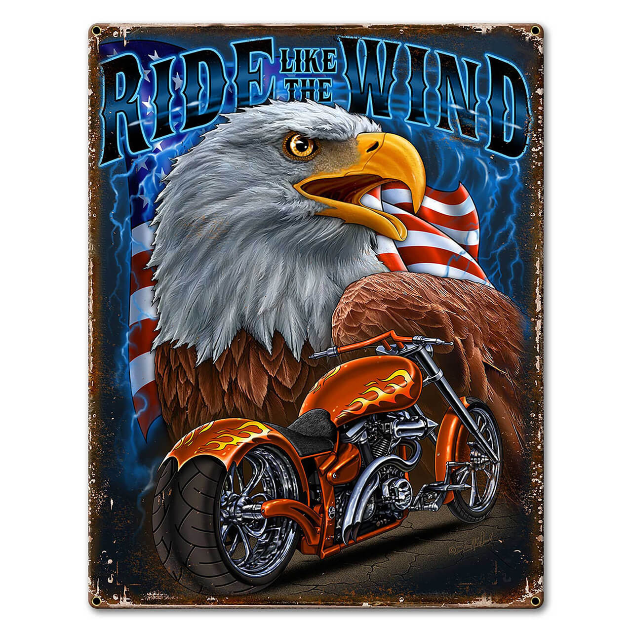 Ride Like The Wind Metal Sign 12 x 16 Inches