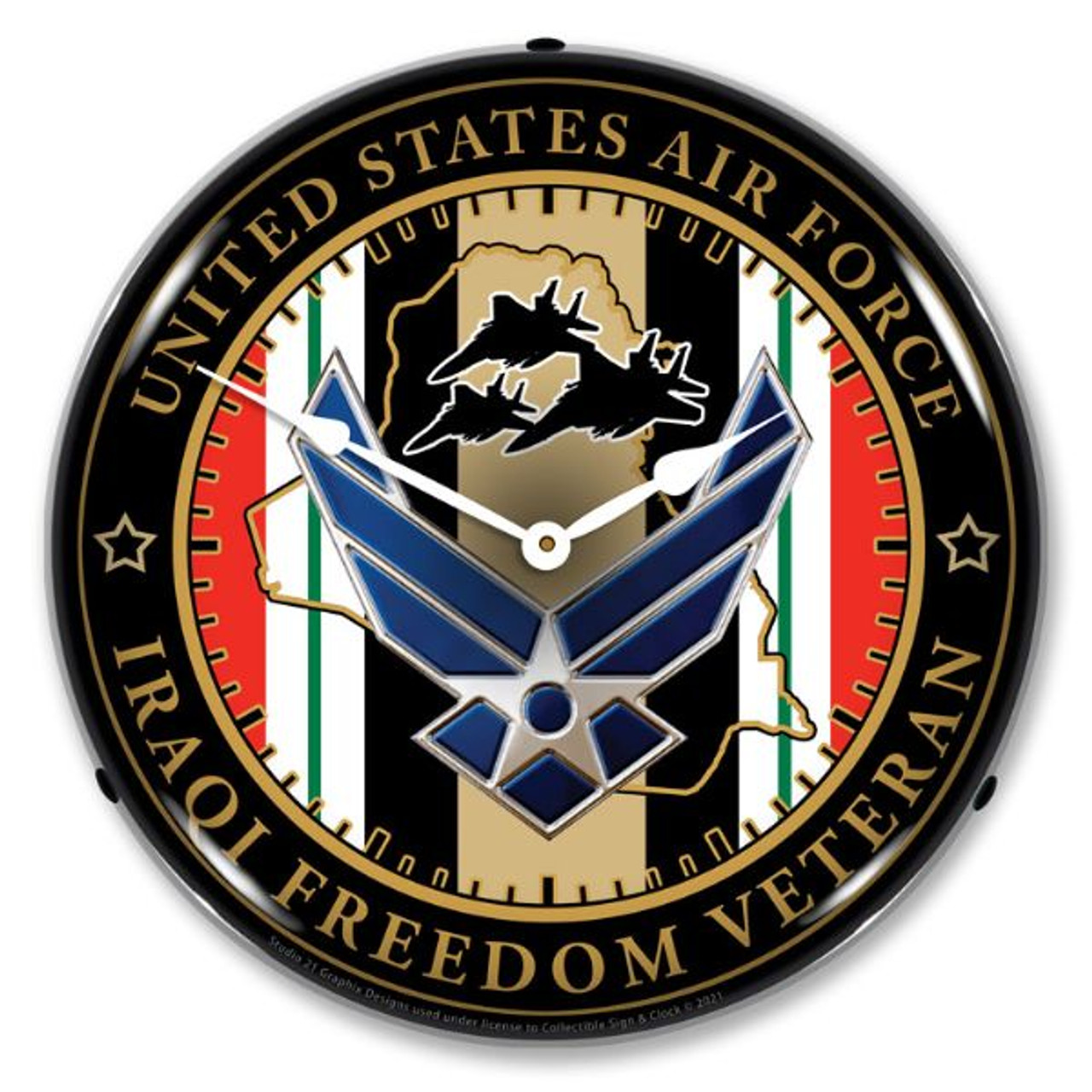 Air Force Veteran Operation Iraqi Freedom LED Lighted Wall Clock 14 x 14 Inches