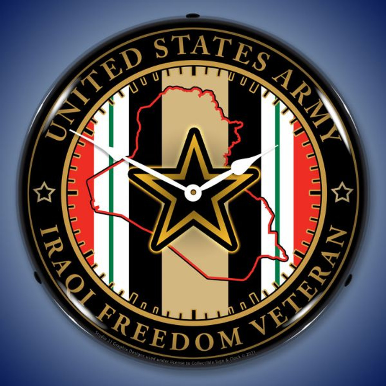 Army Veteran Operation Iraqi Freedom LED Lighted Wall Clock 14 x 14 Inches