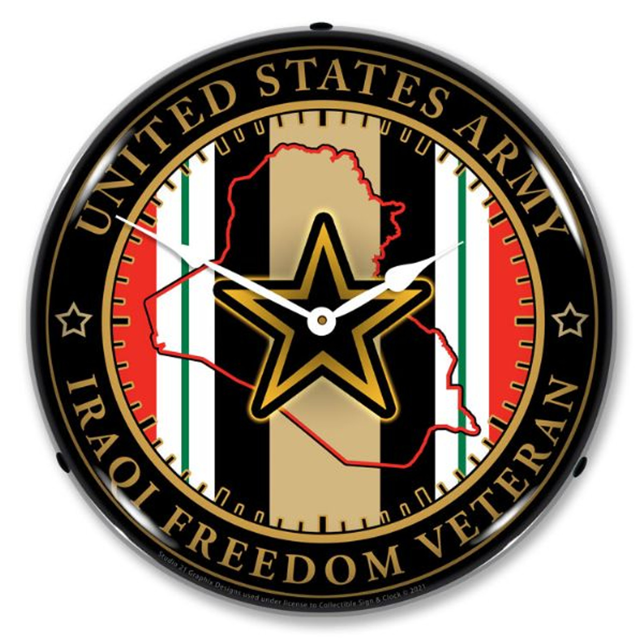 Army Veteran Operation Iraqi Freedom LED Lighted Wall Clock 14 x 14 Inches
