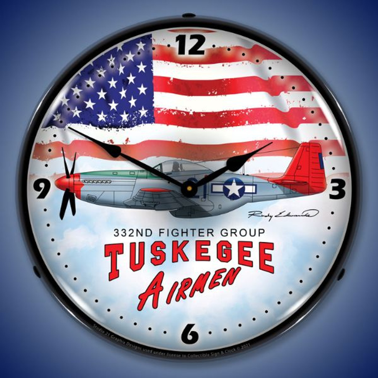 Tuskegee Airman LED Lighted Wall Clock 14 x 14 Inches