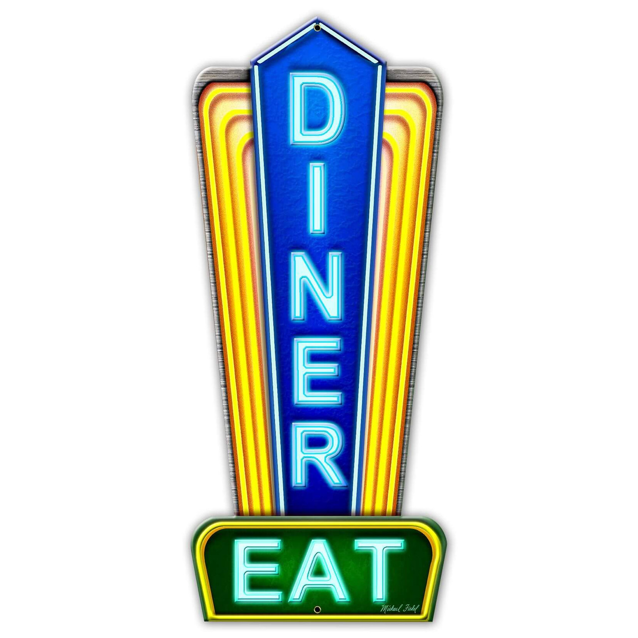 Diner Cut out Neon Style Metal Sign 15 x 36 Inches