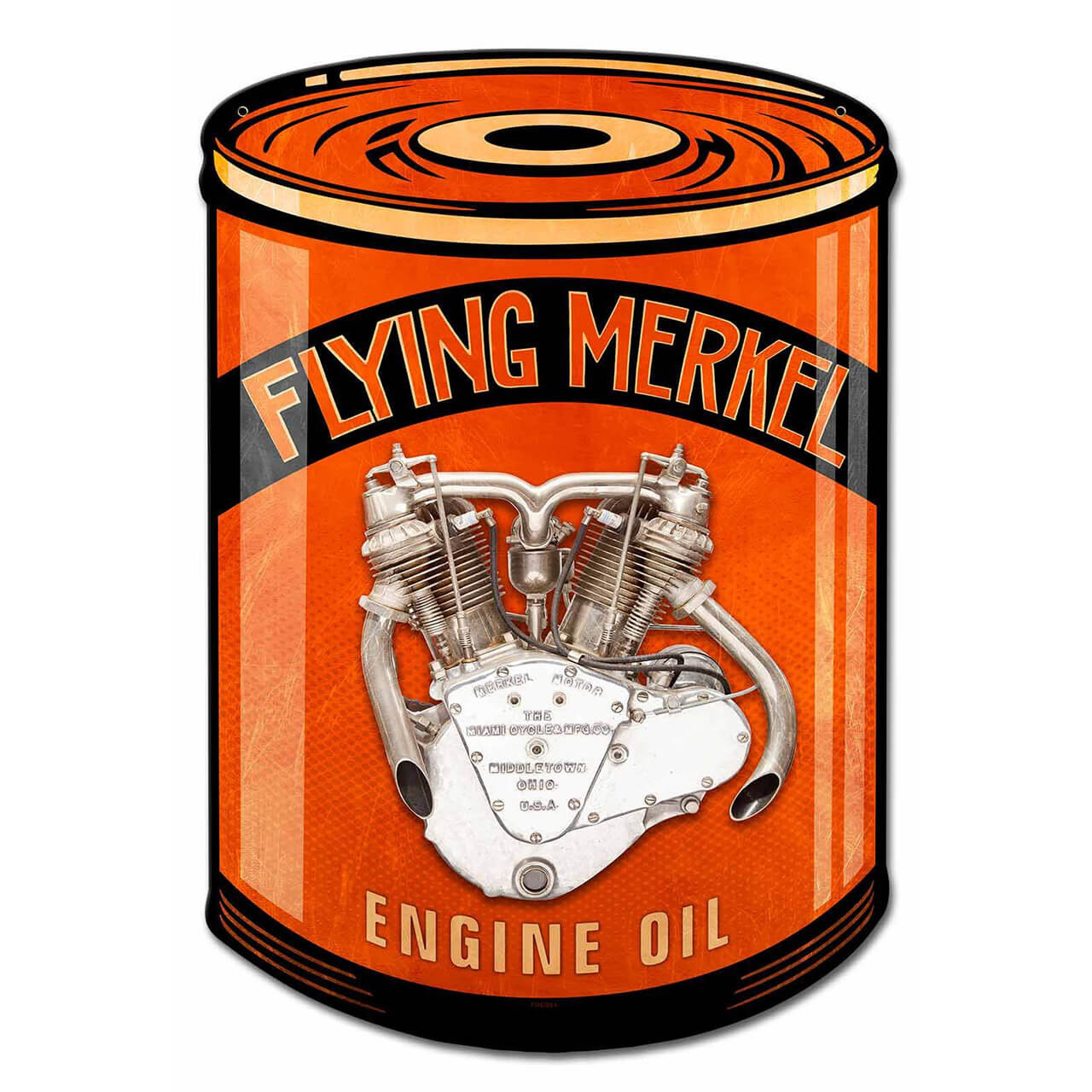 Flying Merkel Can Double Sided Metal Sign 14 x 20 Inches