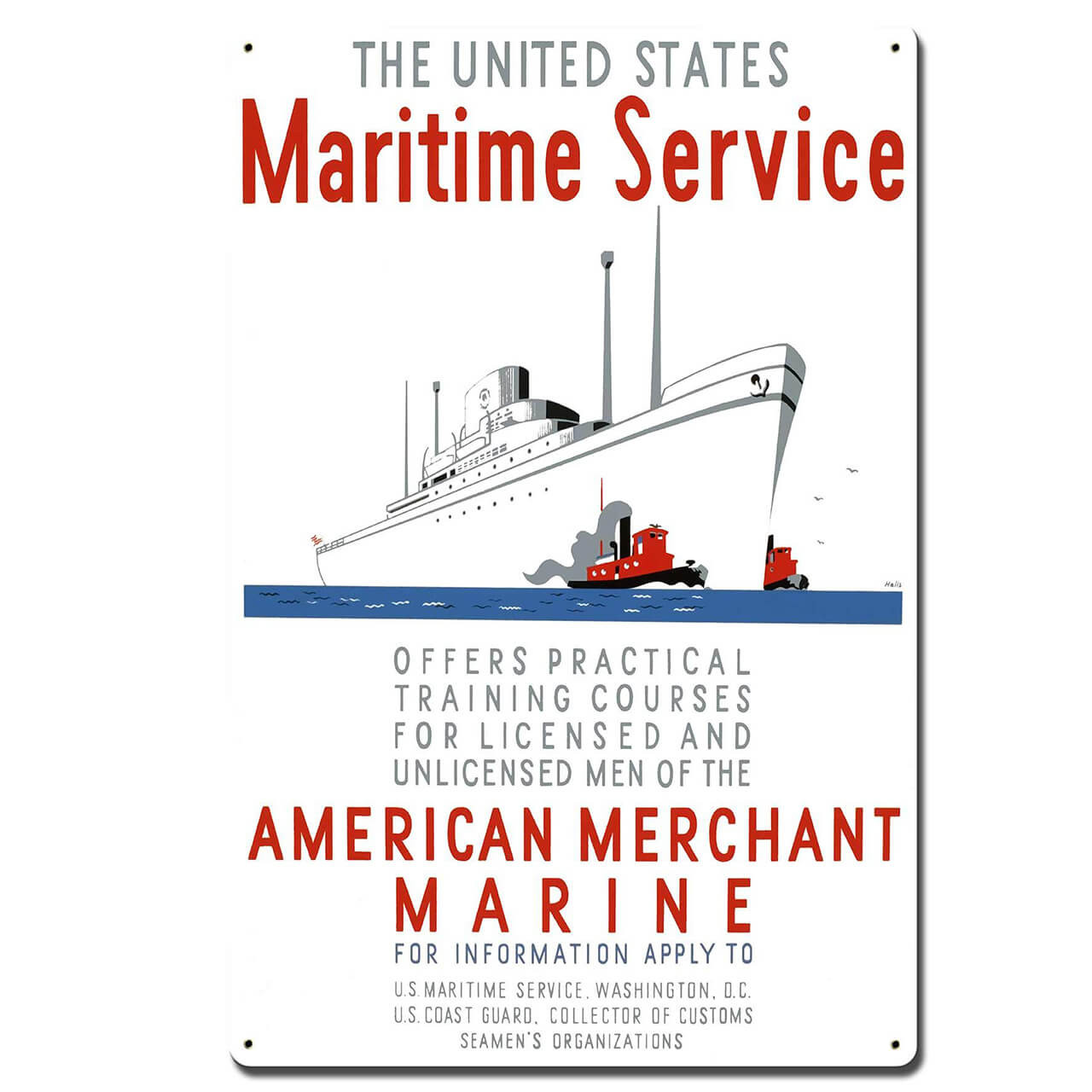 Maritime Service Metal Sign 16 x 24 Inches