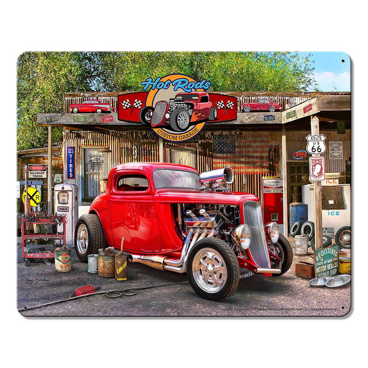 Hot Rod Metal Sign 15 x 12 Inches