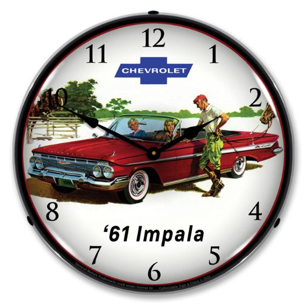 1961 Impala Convertible LED Lighted Wall Clock 14 x 14 Inches