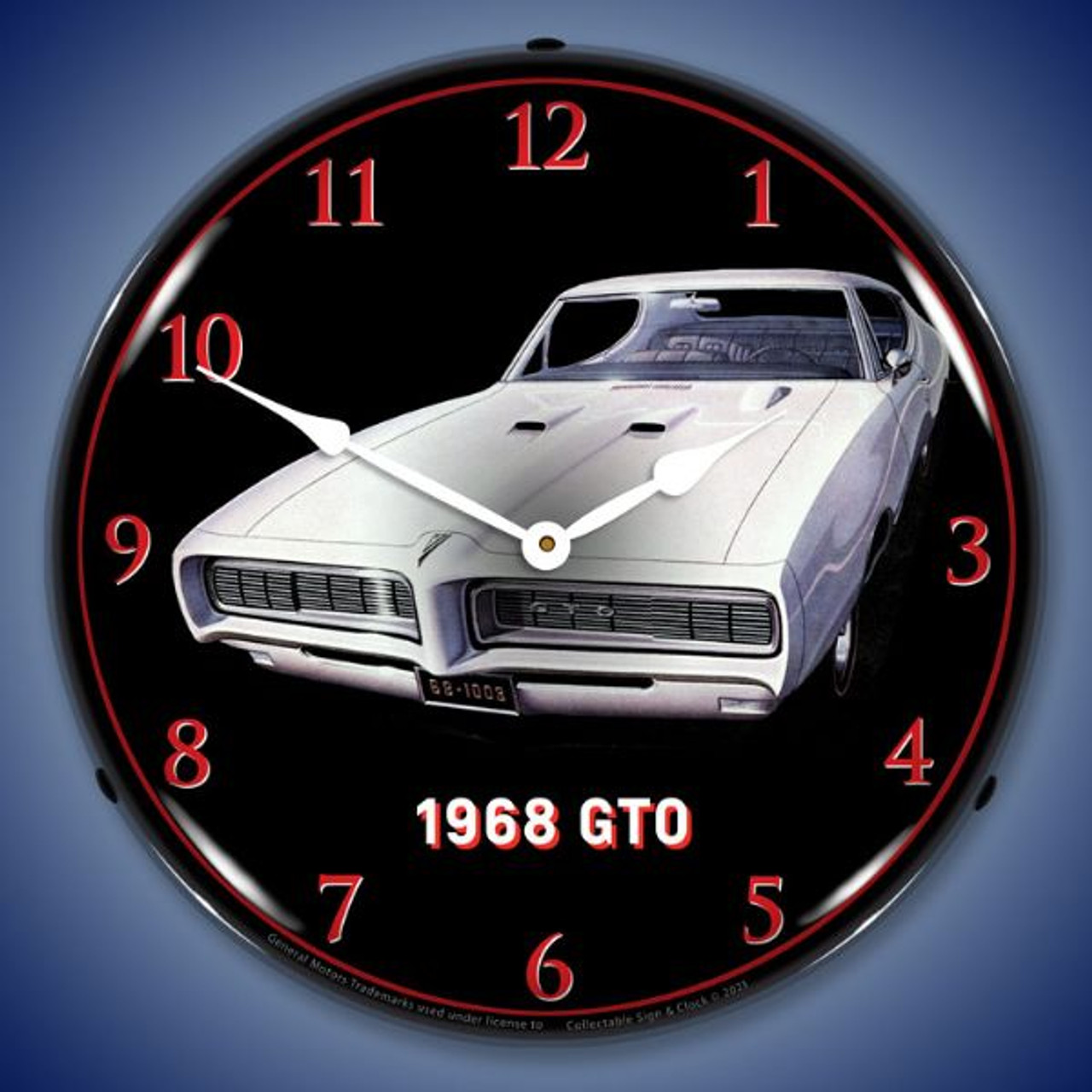 1968 Pontiac GTO White LED Lighted Wall Clock 14 x 14 Inches