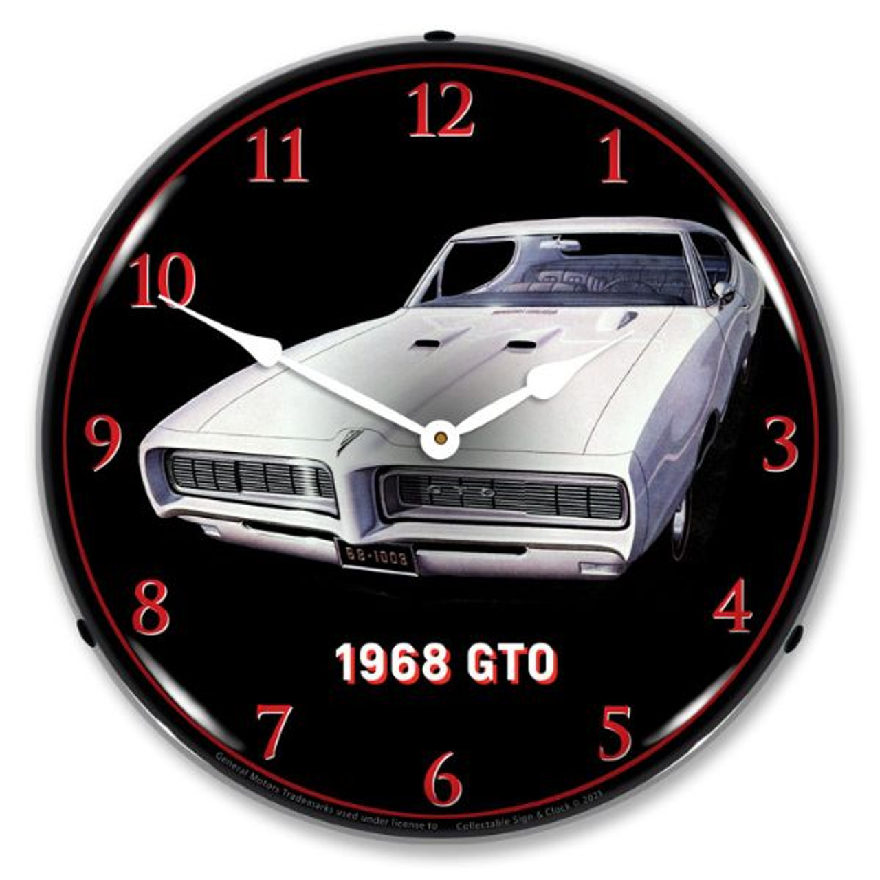 1968 Pontiac GTO White LED Lighted Wall Clock 14 x 14 Inches